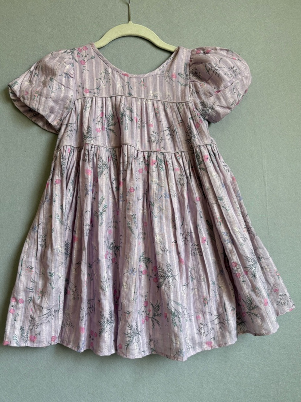 Laura Ashley Girls Croswell Shimmer Stripe Lilac Floral Babydoll Dress 6 wedding - Picture 2 of 7